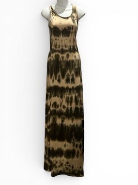 Sleeveless Tie-Dye Maxi Dress in Olive